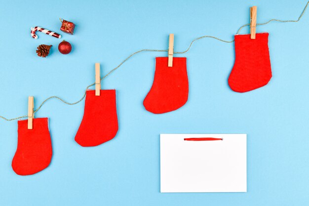 Photo red socks on a clothespin