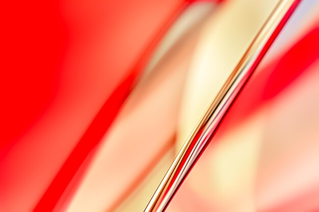 Red soft silk waves on gold background AI generated