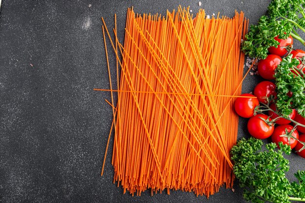 red spaghetti raw tomato spaghetti red dough pasta bio product fresh healthy meal food snack