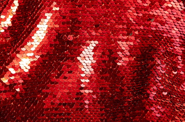 red sparkling sequined textile background