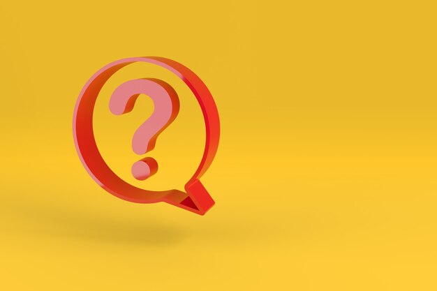 Red speech balloon with a question mark on yellow background