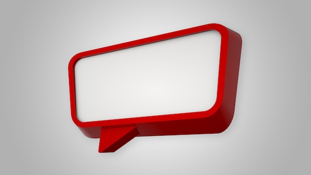 Red speech bubble on white. 3D render