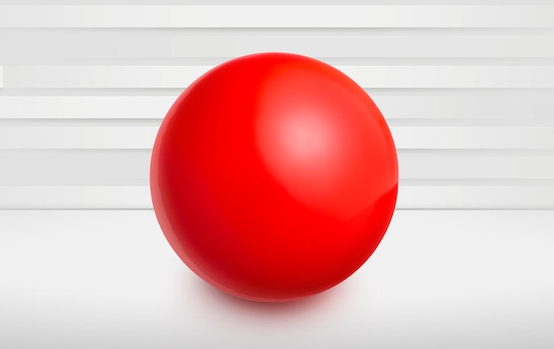 Red sphere on white room with abstract background 3d render