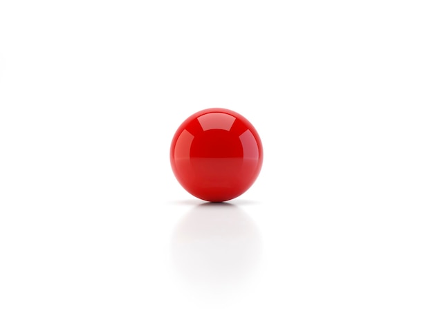 Red sphere with shadow on white background 3d render