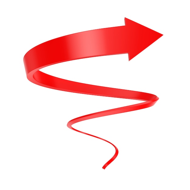 Red Spiral Arrow Twist Up to Success on a white background. 3d Rendering