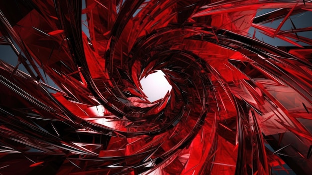 A red spiral with a white circle in the center
