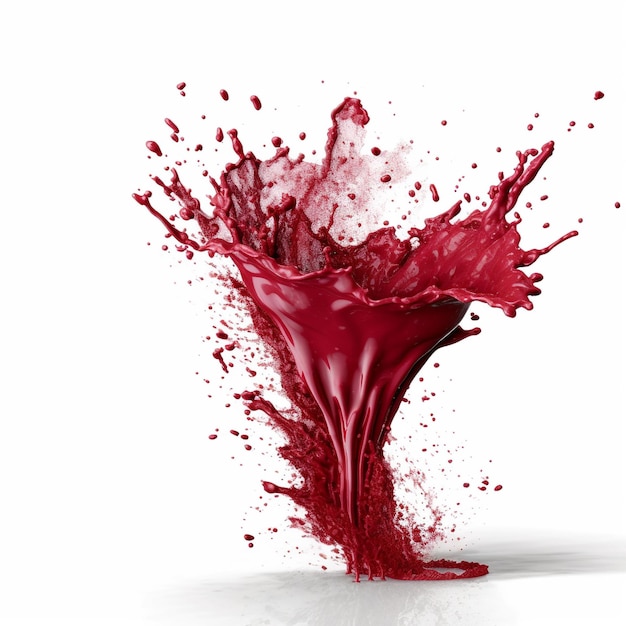 a red splash of blood is shown with a white background