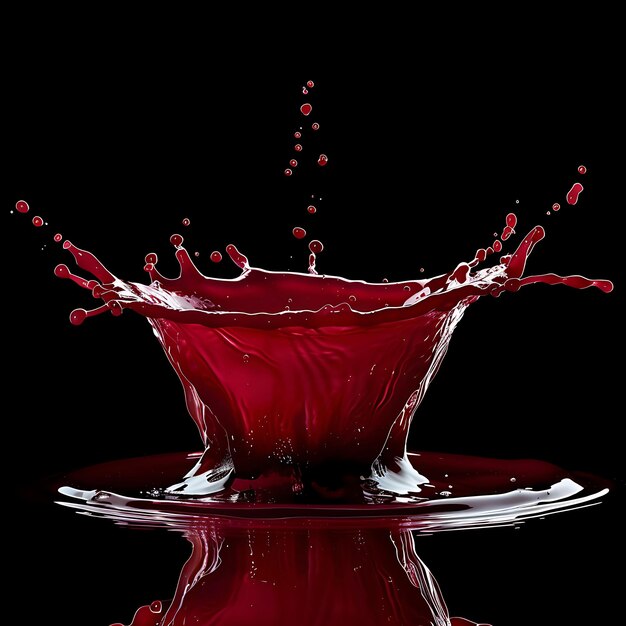 Photo a red splash with drops of water on it is shown