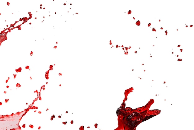 Red splashes isolated on white background