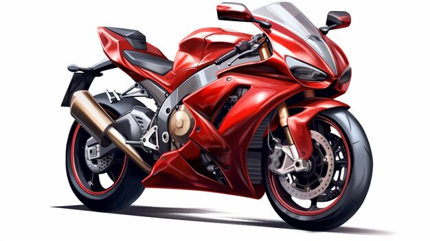 Red sport bike racing motorcycle vector AI generative