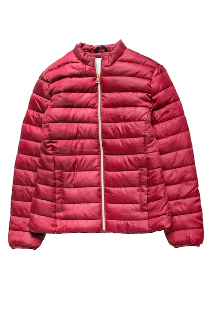 Red sport puffer jacket isolated over white