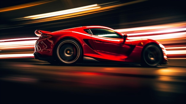 Photo red sports car in the dark with the word lotus on the side