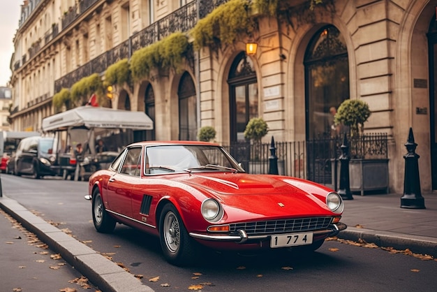 A red sports car with the license plate number l81.