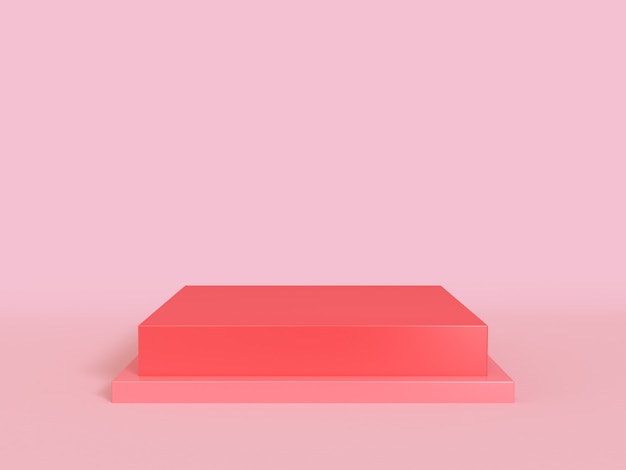 red square blank podium minimal pink  3d render