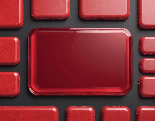 red square buttons on a black background