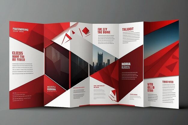 red square geometric vector business trifold Leaflet Brochure Flyer template flat design set