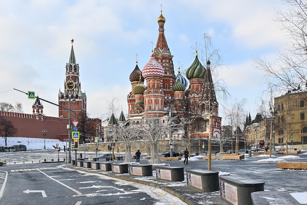 Красная площадь в Москве после снегопада