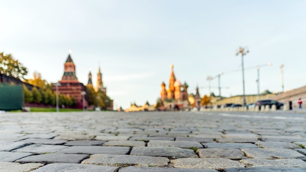 Red Square, view from paving stones. Moscow, Russia.