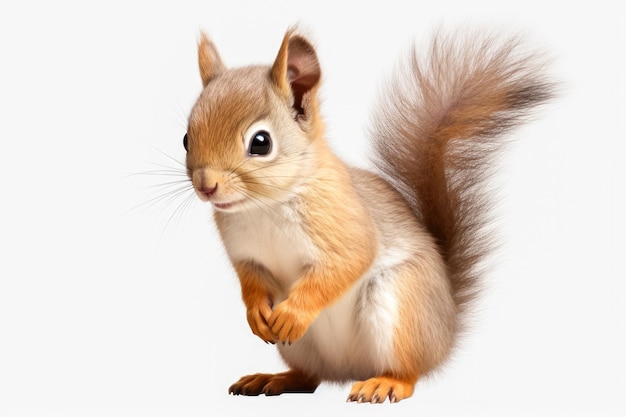 Red squirrel isolated on white background