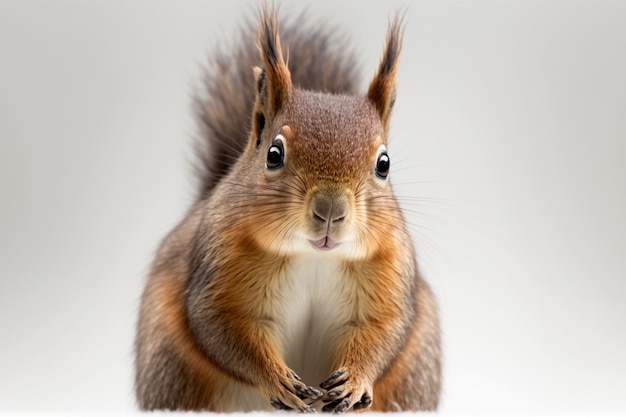 A red squirrel with a white background