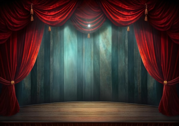 Red stage curtain theatre