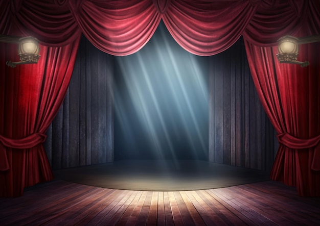 Red stage curtains