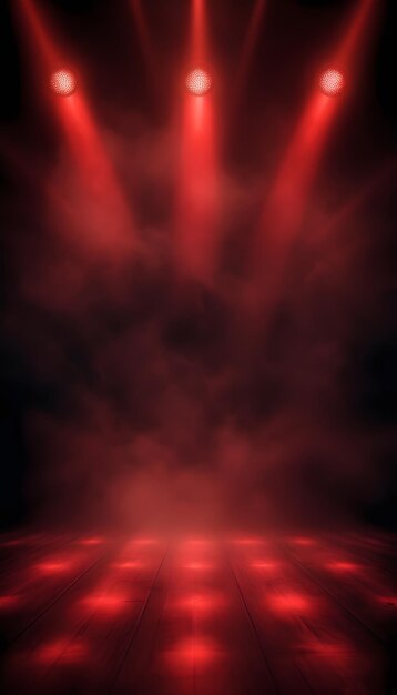 a red stage with a red light on it