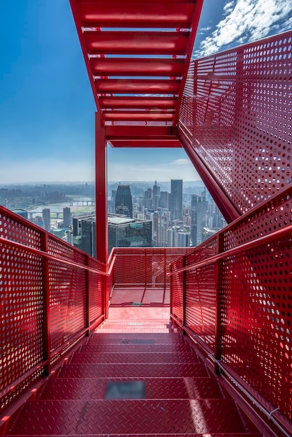 Red stairs and Chongqing urban architectural landscape