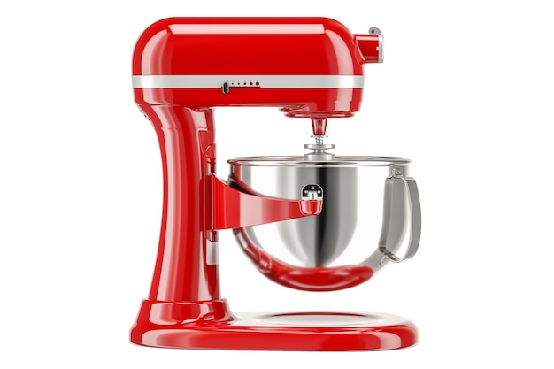 red stand kitchen mixer side view 3d rendering