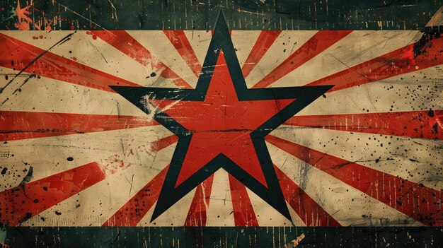 Photo red star burst design on a retro background