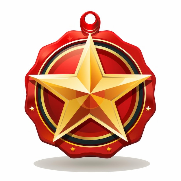 Photo a red star medal on a white background