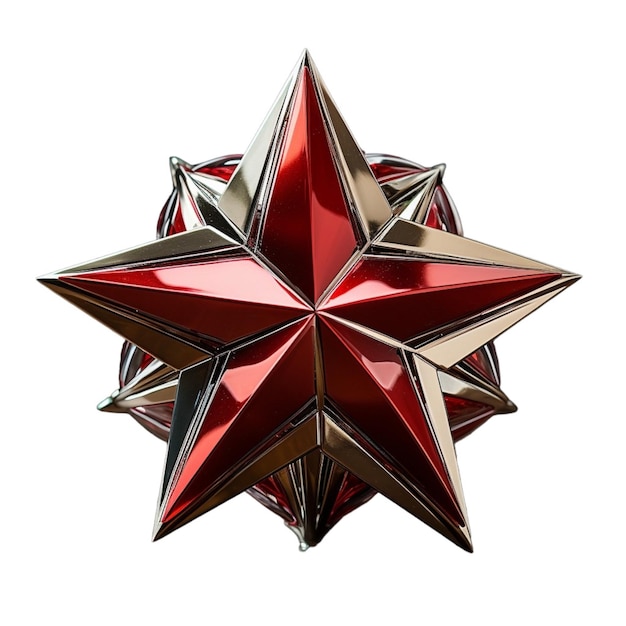 透明な背景にソビエトリアリズムの宝石の白と青銅色の赤い星