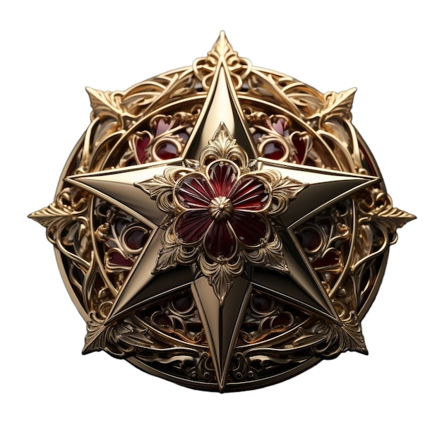 red star in the style of Soviet realism gems white and bronze tones on a transparent background