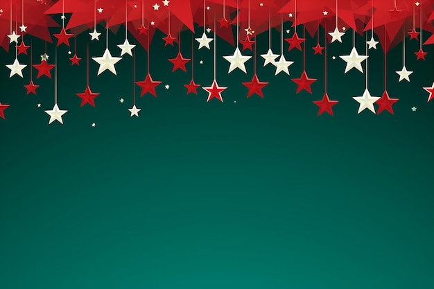 Red stars on blank green background Christmas wallpaper