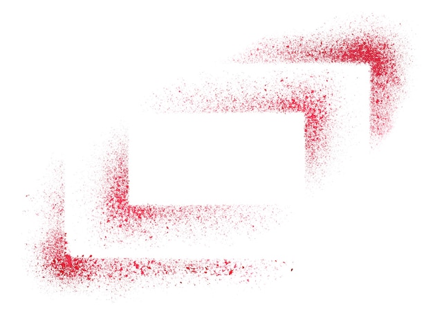 Red stencils corners isolated on the white background - abstract raster illustration