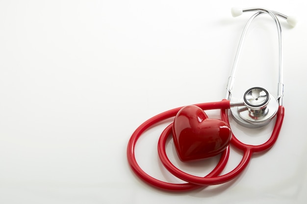 Red stethoscope and heart 