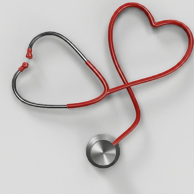 a red stethoscope with a heart on it