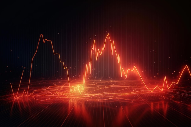 Red stock chart fall and loss