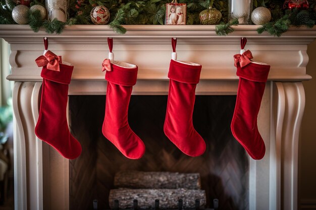 Red Stockings Adorning the Mantle