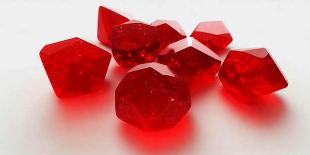 Красные камни, выделенные на белом фоне