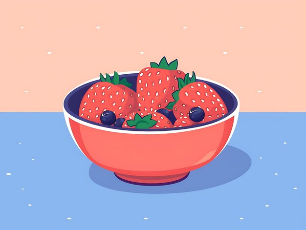 Red strawberries in a deep blue bowl Ai Generative