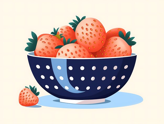 Red strawberries in a deep blue bowl Ai Generative