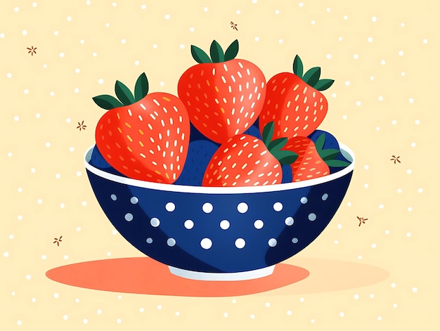 Red strawberries in a deep blue bowl Ai Generative