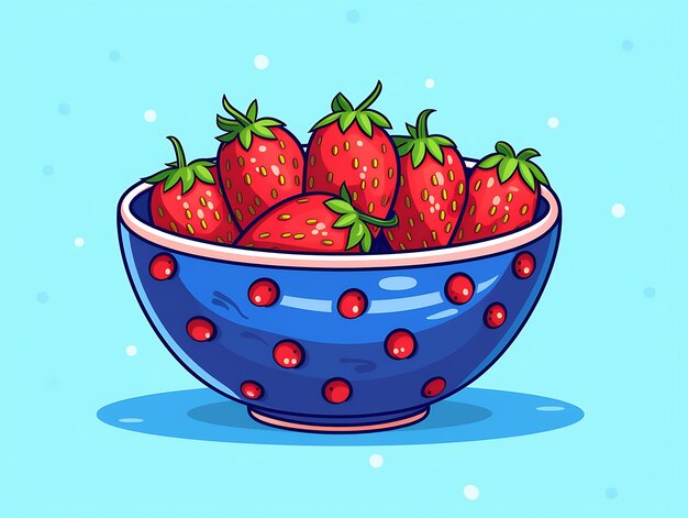 Red strawberries in a deep blue bowl Ai Generative