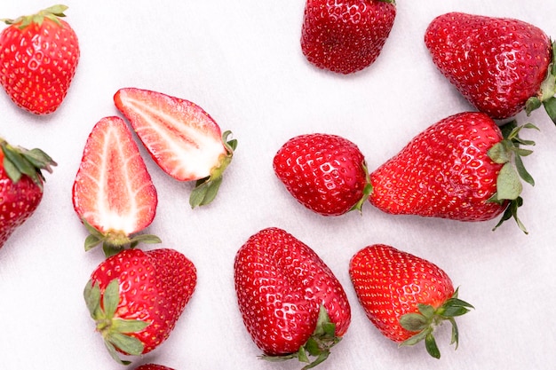 Red Strawberries on a light background