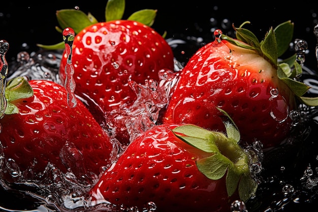 Red Strawberries with Water