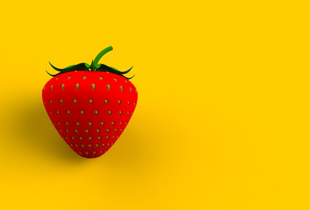 Red strawberry, 3D rendering