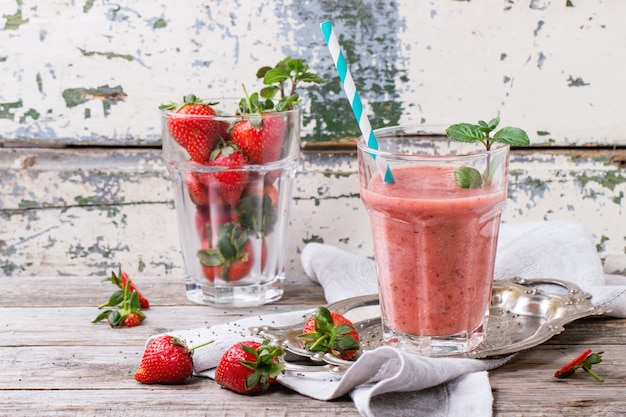 Red strawberry smoothie