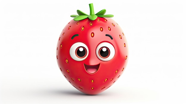 A red strawberry with eyes and eyes on it