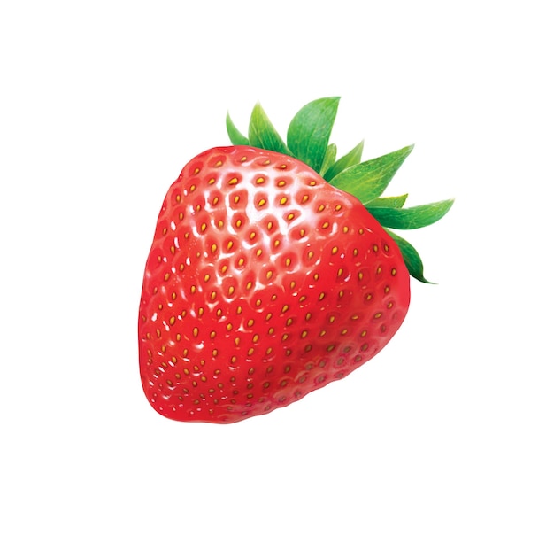 A red strawberry with a green leaf on the top illustration